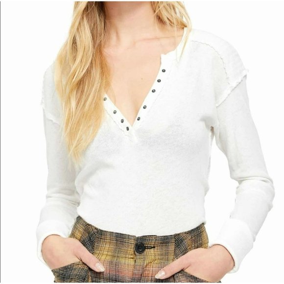 Free People Tops - Free People Military Mix Henley Ivory Combo NWT